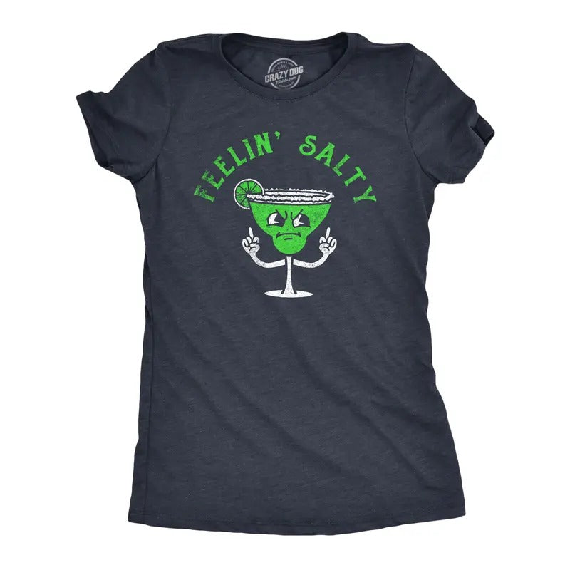 Womens Feelin Salty T Shirt Funny Angry Margarita Mixed Drinks Lovers Tee for Ladies Funny Womens T Shirts Cute Slimming...