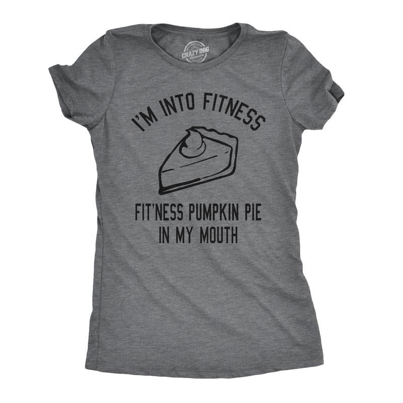 Womens Fitness Pumpkin Pie In My Mouth T shirt Funny Thanksgiving Thankful Turkey Day Funny Womens T Shirts Cute Slimming Top Comfortable Soft Womenswear Thanksgiving Tops for Women Funny Fitness Top Dark Grey