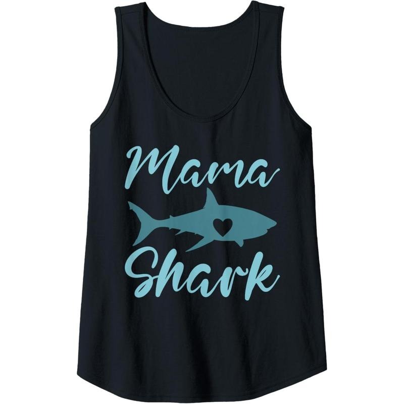 Womens Funny Mama Shark Mother's Day Mom Tank Top Made in USA T-Shirts, Hoodie, Sweatshirt | DripVista.com
