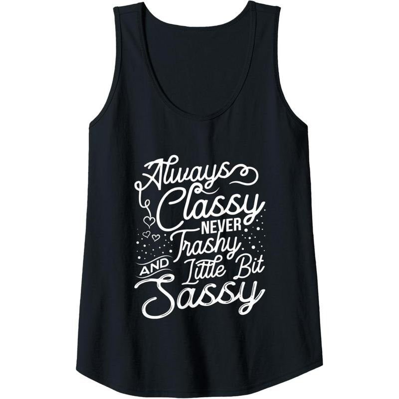 Womens Funny Shirts For Women With Saying Classy Sassy Trashy Tank Top MADE IN USA