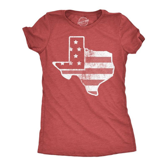 Womens Funny T Shirts American Flag Texas Awesome Fourth Of July Tee for Ladies Funny Womens T Shirts Cute Slimming Top Comfortable Soft Womenswear Patriotic Tops for Women Women's Novelty Tees Red -
