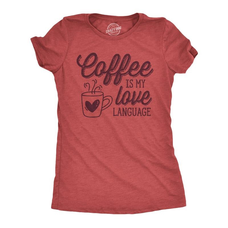 Womens Funny T Shirts Coffee Is My Love Language Caffeine Graphic Tee Funny Womens T Shirts Cute Slimming Top Comfortable...