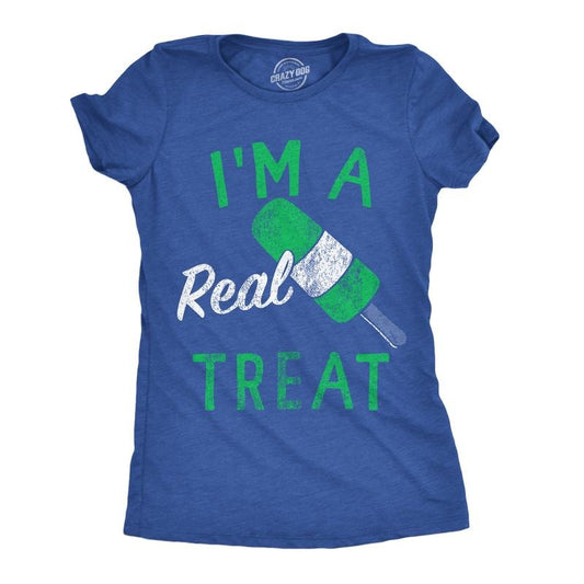 Womens Funny T Shirts Im A Real Treat Sarcastic Popsicle Graphic Tee For Ladies Funny Womens T Shirts Cute Slimming Top Comfortable Soft Womenswear Funny Sarcastic Top Women's Novelty Tees Royal -