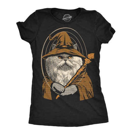 Womens Funny T Shirts Kitty Wizard Magic Cat Graphic Tee For Ladies Funny Womens T Shirts Cute Slimming Top Comfortable Soft Womenswear Sarcastic Tops for Women Funny Cat Top Women's Novelty Tees Black -