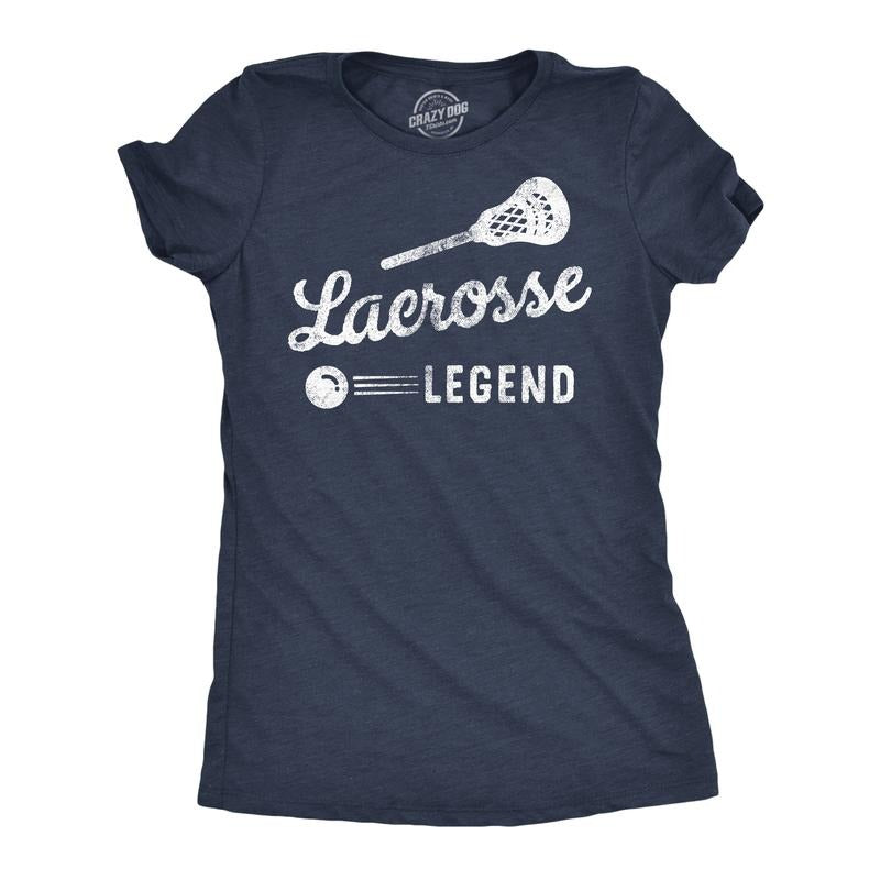 Womens Funny T Shirts Lacrosse Legend Sarcastic Sports Graphic Tee For Ladies Funny Womens T Shirts Cute Slimming Top Comfortable Soft Womenswear Funny Sarcastic Top Women's Novelty Tees Navy -