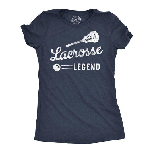 Womens Funny T Shirts Lacrosse Legend Sarcastic Sports Graphic Tee For Ladies Funny Womens T Shirts Cute Slimming Top Comfortable Soft Womenswear Funny Sarcastic Top Women's Novelty Tees Navy -