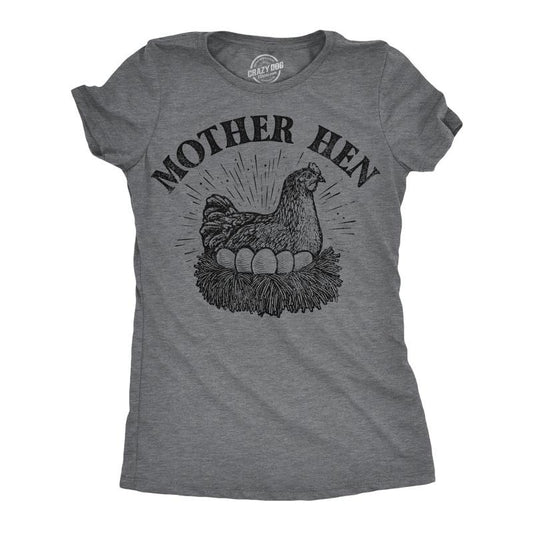 Womens Funny T Shirts Mother Hen Sarcastic Mothers Day Grapic Tee For Ladies Funny Womens T Shirts Cute Slimming Top Comfortable Soft Womenswear Mother's Day Tops for Women Funny Animal Top Women's Dark Grey