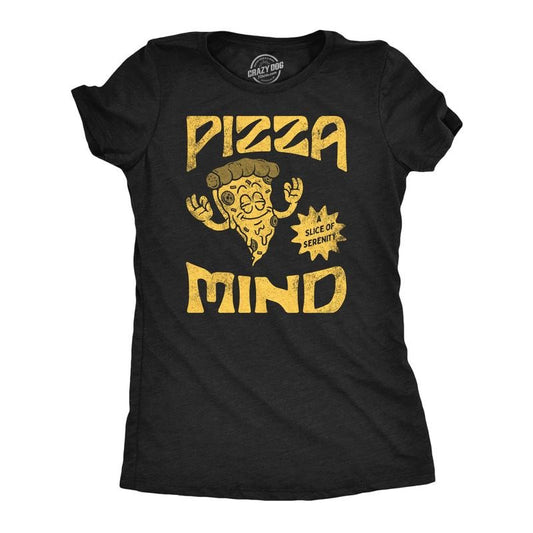 Womens Funny T Shirts Pizza Mind Sarcastic Food Graphic Tee For Ladies Funny Womens T Shirts Cute Slimming Top Comfortable Soft Womenswear Sarcastic Tops for Women Funny Food Top Women's Novelty Tees Black -