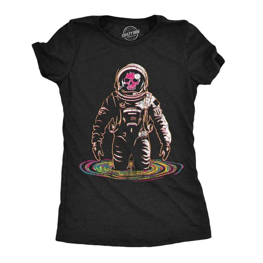 Womens Funny T Shirts Rainbow Black Hole Cool Space Graphic Tee For Ladies Funny Womens T Shirts Cute Slimming Top Comfortable Soft Womenswear Funny Space Top Women's Novelty Tees Black -