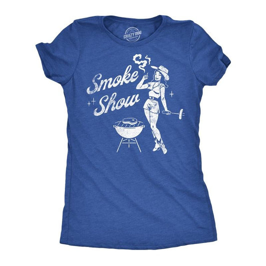 Womens Funny T Shirts Smoke Show Sarcastic Cookout Graphic Tee for Ladies Funny Womens T Shirts Cute Slimming Top Comfortable Soft Royal -