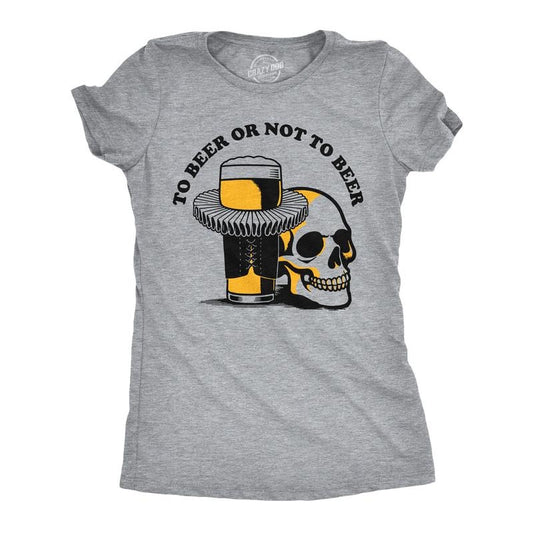 Womens Funny T Shirts To Beer Or Not To Beer Sarcastic Drinking Tee For Ladies Funny Womens T Shirts Cute Slimming Top Comfortable Soft Womenswear Drinking Tops for Women Funny Beer Top Women's Light Grey
