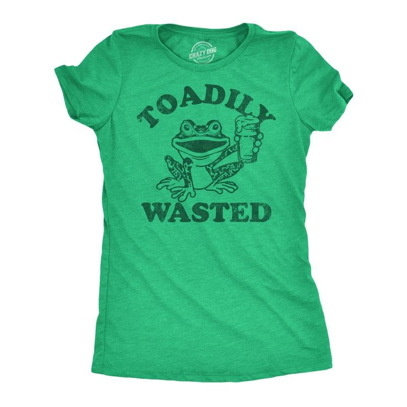 Womens Funny T Shirts Toadily Wasted Sarcastic Drinking Graphic Tee For Ladies Funny Womens T Shirts Cute Slimming Top Comfortable Soft Womenswear Drinking Tops for Women Funny Animal Top Women's Green -