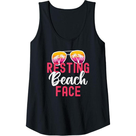 Womens Funny Vacation Girls Trip Girls Weekend Resting Beach Face Tank Top MADE IN USA