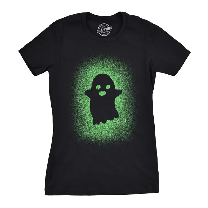Womens Glowing Ghost T Shirt Glow In The Dark Cool Halloween Party Tee Funny Womens T Shirts Cute Slimming Top...