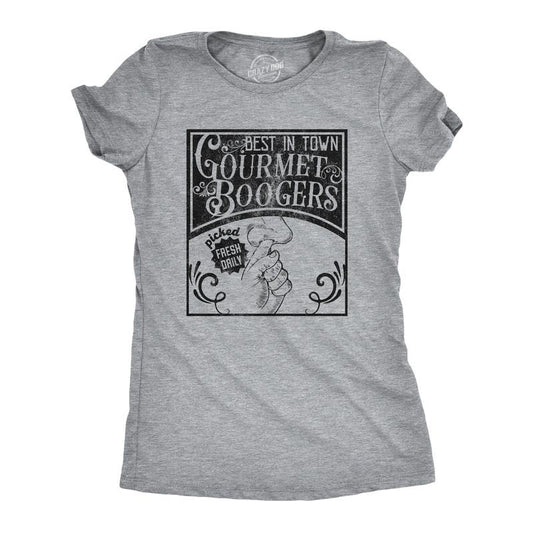 Womens Gourmet Boogers T Shirt Funny Nose Picking Joke Tee For Ladies Funny Womens T Shirts Cute Slimming Top Comfortable Soft Womenswear Funny Sarcastic T Shirt Women's Novelty T Shirts Light Grey