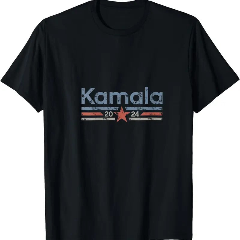 Womens Harris 2024 Retro Grunge Stripes Vintage Kamala Harris 2024 T-Shirt Hoodie, Sweatshirt | DripVista.com