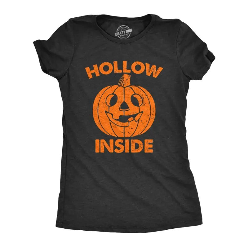 Womens Hollow Inside T Shirt Funny Halloween Jack O Latern Pumpkin Joke Tee For Ladies Funny Womens T Shirts Cute...