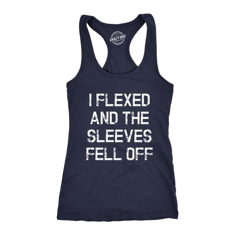 Womens I Flexed and the Sleeves Fell Off Tank Top Funny Sleeveless Workout Tee Funny Racerback Tank Cute Slimming Tank...