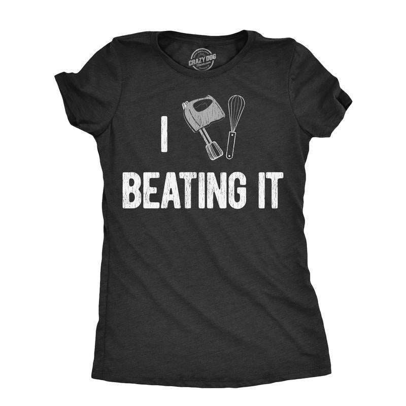 Womens I Heart Beating It T Shirt Funny Chef Cooking Baking Lovers Tee For Ladies Funny Womens T Shirts Cute Slimming Top...