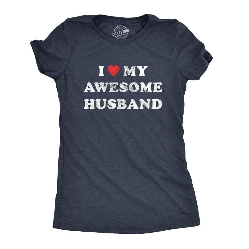 Womens I Love My Awesome Husband T Shirt Cute Relationship Married Tee Funny Womens T Shirts Cute Slimming Top...