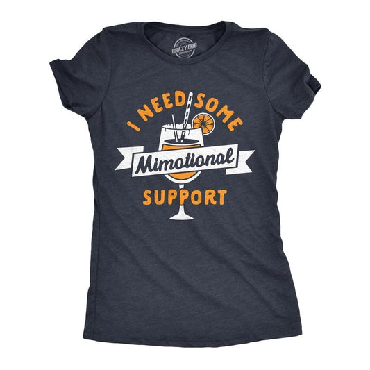 Womens I Need Some Mimotional Support T Shirt Funny Mimosa Drinking Bruch Lovers Tee For Ladies Funny Womens T Shirts Cute Slimming Top Comfortable Soft Womenswear Sarcastic Tops for Women Funny Navy -