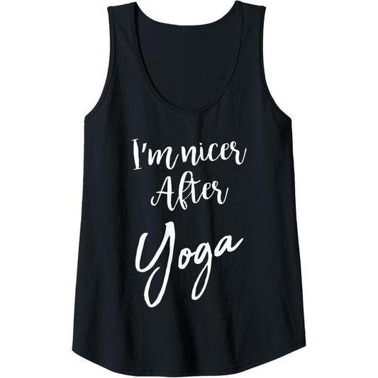 Womens I'm Nicer After Yoga Funny Sarcastic Saying T-Shirt Gym Tank Top MADE IN USA