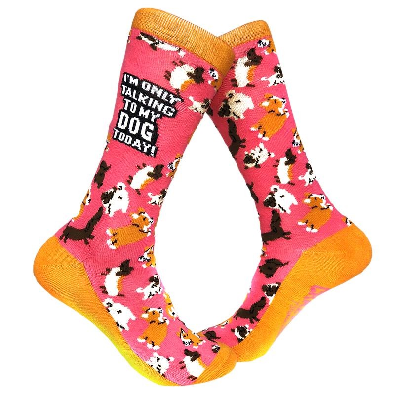 Womens Im Only Talking to My Dog Today Socks Funny Pet Mom Novelty Footwear Funny Graphic Socks Comfortable Fitted Spandex Cotton