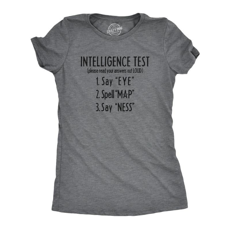 Womens Intelligence Test Eye MAP NESS T Shirt Funny Secret Message Novelty Humor Tee Funny Womens T Shirts Cute Slimming...