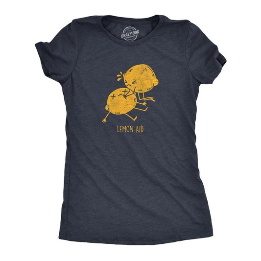Womens Lemon Aid T Shirt Funny First Aid Lemons CPR Joke Tee for Ladies Funny Womens T Shirts Cute Slimming Top Comfortable Soft Womenswear Sarcastic Tops for Women Funny Food Top Women's Novelty Tees Navy -