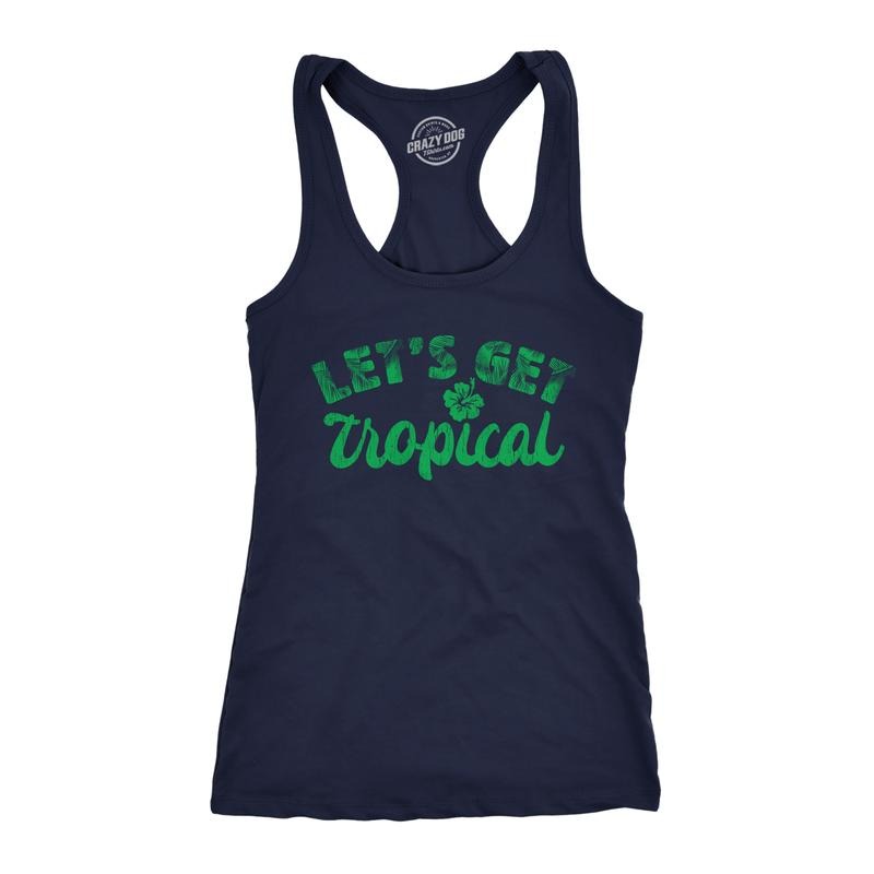 Womens Let's Get Tropical Fitness Tank Funny Beach Vacation Tanktop For Ladies Funny Racerback Tank Cute Slimming Tank...