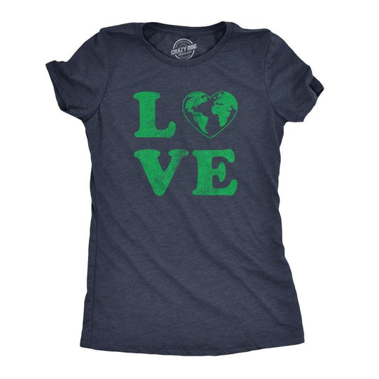 Womens Love Planet Earth T Shirt Cute Environmental Awareness Tee Funny Womens T Shirts Cute Slimming Top Comfortable Soft Womenswear Space Tops for Women Funny Environmental Top Women's Novelty Tees Navy -