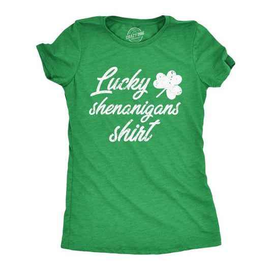Womens Lucky Shenanigans Shirt Funny Saint Patricks Day Parade Tee Funny Womens T Shirts Cute Vintage Fashion T-Shirt Gift Saint Green