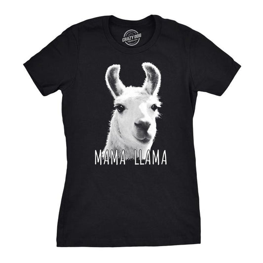 Womens Mama Llama T Shirt Hilarious Zoo Animal Tee For Mom Funny Womens T Shirts Cute Slimming Top Comfortable Soft Womenswear Mother's Day Tops for Women Funny Animal Top Women's Novelty Tees Black -