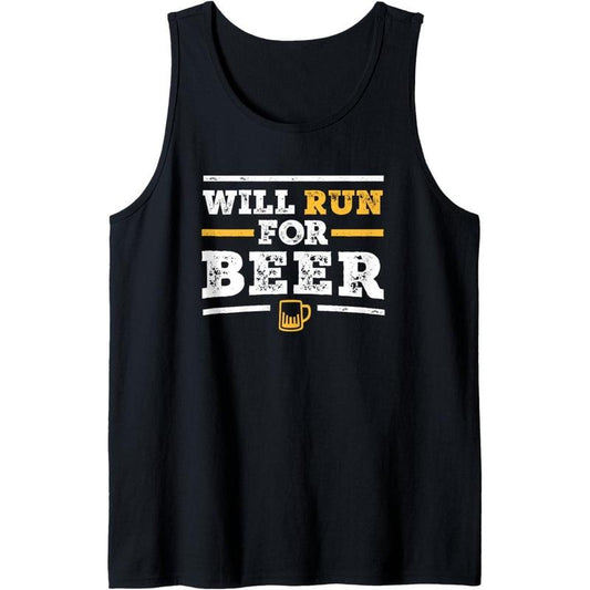 Womens Mens Will Run For Beer Shirt Funny Runner Beer Lover Tank Top
