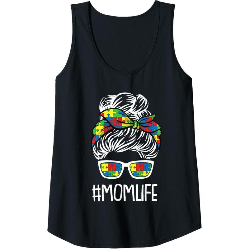 Womens Mom-Life Mothers-Day Autism Awareness Mama Mommy Momma Tank Top MADE IN USA T-Shirts, Hoodie, Sweatshirt