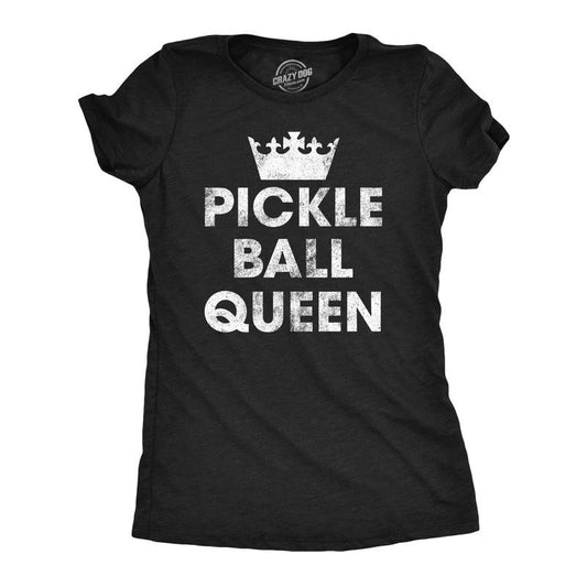 Womens Pickleball Queen T Shirt Funny Pickle Ball Lovers Tee for Ladies Funny Womens T Shirts Cute Slimming Top Comfortable Soft Womenswear Pickle Ball Tops for Women Funny Sarcastic Top Women's Black -