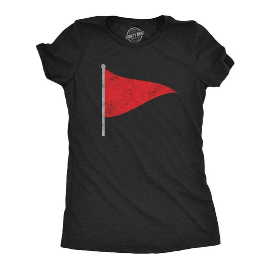 Womens Red Flag T Shirt Funny Sarcastic Warning Sign Tee for Ladies Funny Womens T Shirts Cute Slimming Top Comfortable Soft Womenswear Funny Sarcastic Top Women's Novelty Tees Black