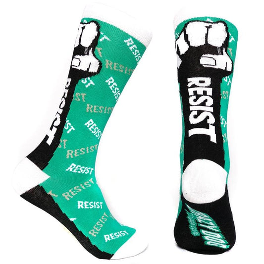 Womens Resist Fist Socks USA Protest Rebel Political Impeach Anti Authority Graphic Novelty Footwear Funny Graphic Socks Comfortable Fitted Spandex Cotton