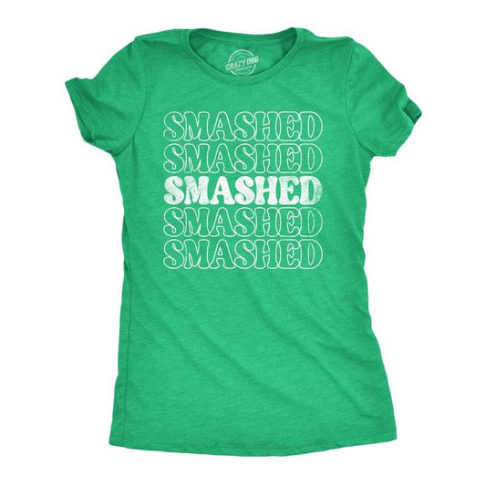 Womens Retro Smashed T Shirt Funny St Pattys Day Parade Partying Drunk Joke Tee For Ladies Funny Womens T Shirts Cute Slimming Top Comfortable Soft Womenswear Saint Patrick's Day Tops for Women Funny Green -