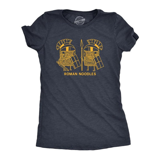 Womens Roman Noodles T Shirt Funny Ramen Ancient Rome Joke Tee For Ladies Funny Womens T Shirts Cute Slimming Top Comfortable Soft Womenswear Sarcastic T Shirt for Women Funny Food T Shirt Women's Navy -