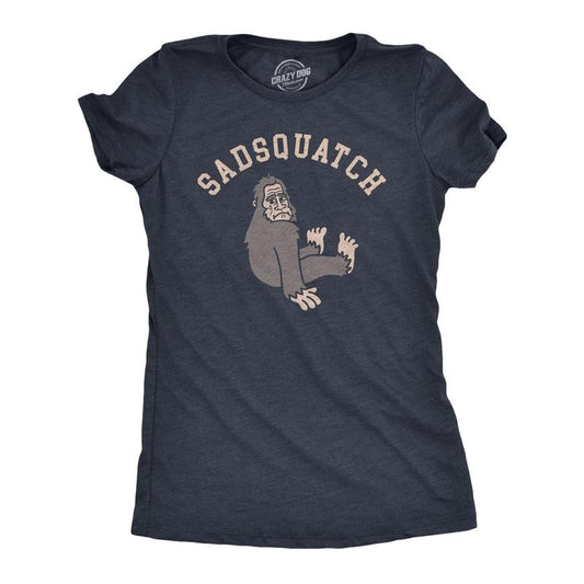 Womens Sadsquatch T Shirt Funny Depressed Crying Big Foot Joke Tee for Ladies Funny Womens T Shirts Cute Slimming Top Comfortable Soft Womenswear Funny Sarcastic Top Women's Novelty Tees Navy -