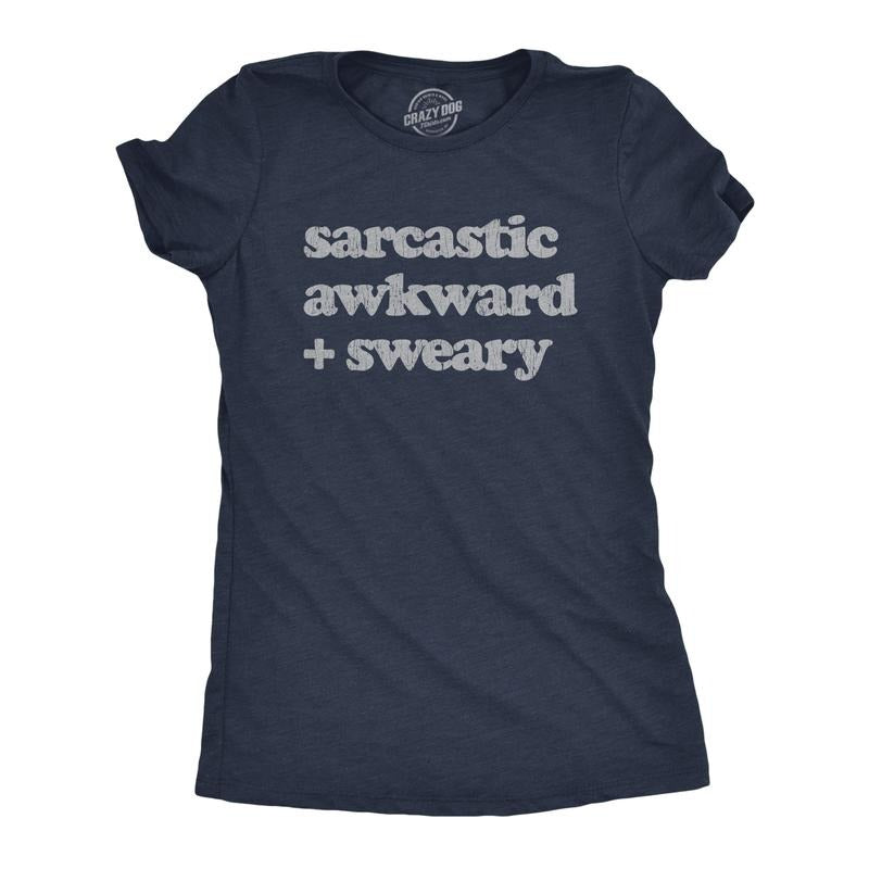 Womens Sarcastic Awkward Sweary T Shirt Funny Personality Introvert Graphic Tee Funny Womens T Shirts Cute Slimming Top...