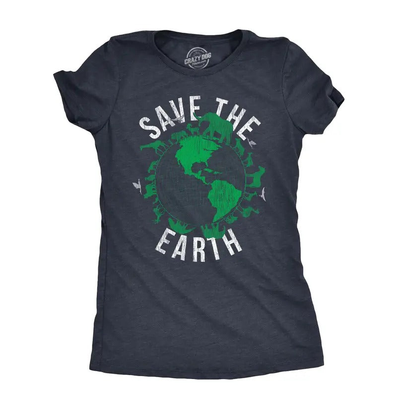 Womens Save The Earth T Shirt Funny Awesome Earth Day Mother Nature Animal Lover Tee for Ladies Funny Womens T Shirts...