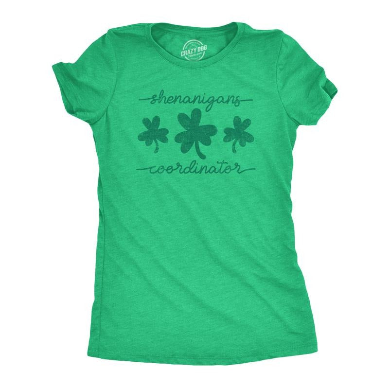 Womens Shenanigans Coordinator Tshirt Funny Saint Patrick's Day Parade Graphic Novelty Tee For Ladies Funny Womens T...