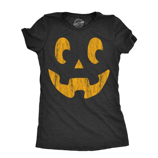 Womens Side Eye Steve Pumpkin T Shirt Funny Halloween Jack O Lantern Weird Smile Tee For Ladies Funny Womens T Shirts Cute Slimming Top Comfortable Soft Womenswear Halloween Tops for Women Women's Black - XL