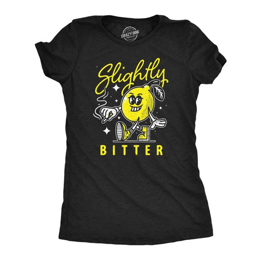 Womens Slightly Bitter T Shirt Funny Bad Lemon Naughty Fruit Joke Tee For Ladies Funny Womens T Shirts Cute Slimming Top Comfortable Soft Womenswear Funny Sarcastic Top Women's Novelty Tees Black -