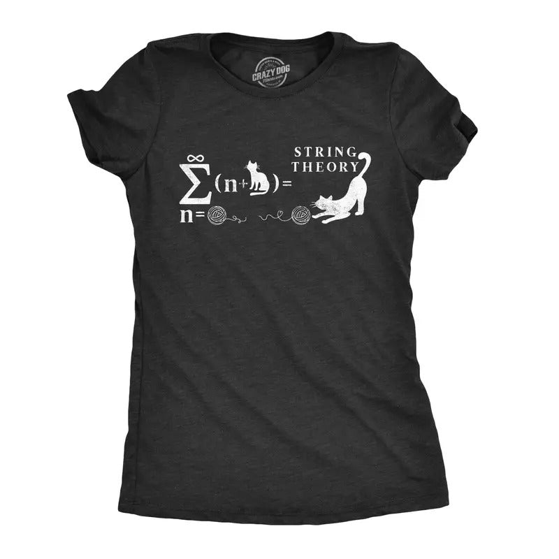 Womens String Theory T Shirt Funny Cat Math Science Nerdy Tee Funny Womens T Shirts Cute Slimming Top Comfortable Soft...