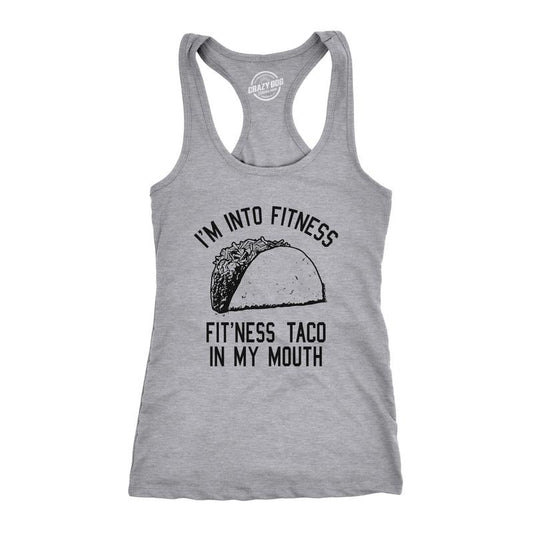 Womens Tank Fitness Taco In My Mouth Tanktop Funny Shirt Funny Racerback Tank Cute Slimming Tank tops comfortable soft top Cinco De Mayo Tank Top for Women Funny Fitness Sleeveless Tee Novelty Tank Light Grey