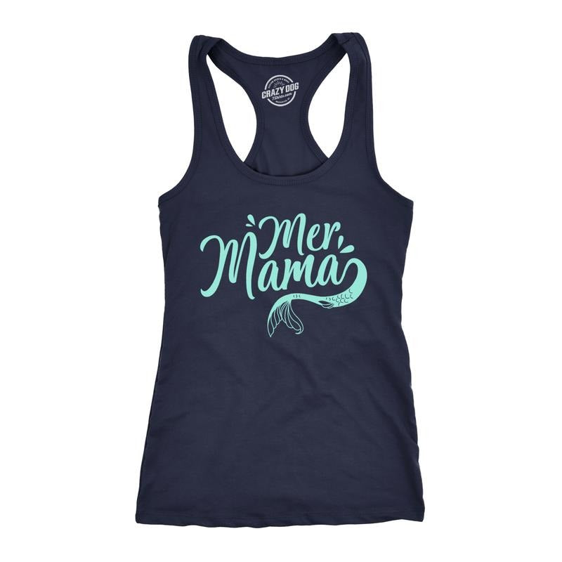 Womens Tank MerMama Tanktop Funny Mothers Day Mermaid Shirt Funny Racerback Tank Cute Slimming Tank tops comfortable soft...
