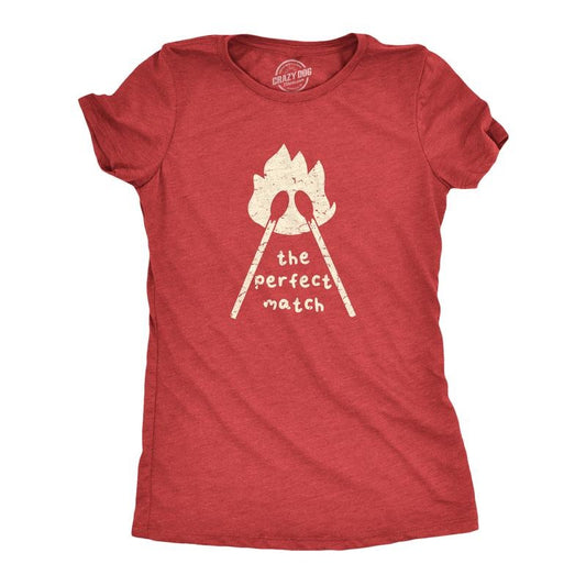 Womens The Perfect Match T Shirt Funny Valentines Day T Shirts for Women Funny Womens T Shirts Cute Slimming Top Comfortable Soft Womenswear Love Tops for Women Funny Sarcastic Top Women's Novelty Red -